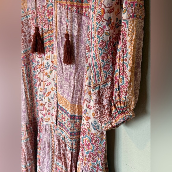 Dress Forum Pink Patchwork Boho Tiered Maxi Dress NWT Size Small - Picture 4 of 9